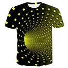 Футболка Мужскаяженская с психоделическим принтом, забавная рубашка в стиле хип-хоп, с 3D-принтом черно-желтого цвета, в клетку, Топ
