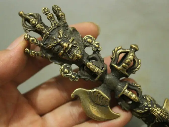 Медная Статуя тибетская бронзовая медь буддизм Mahakala голова гневного божества