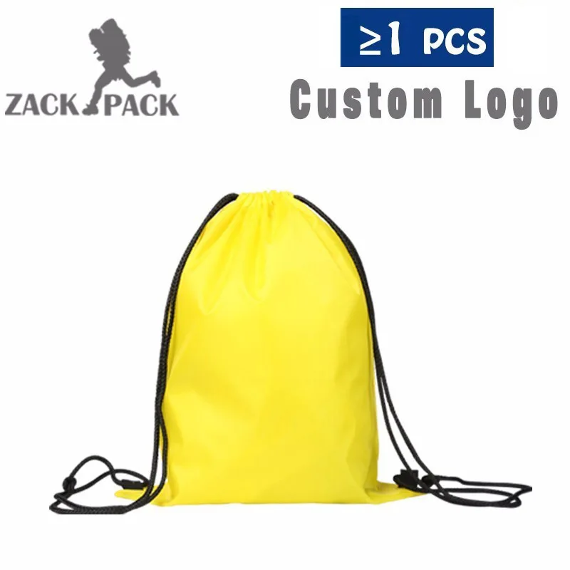 Zackpack сумка на шнурке спортивный водонепроницаемый рюкзак пакет карман на заказ Печать логотипа для мужчин женщин студентов - Цвет: yellow without logo