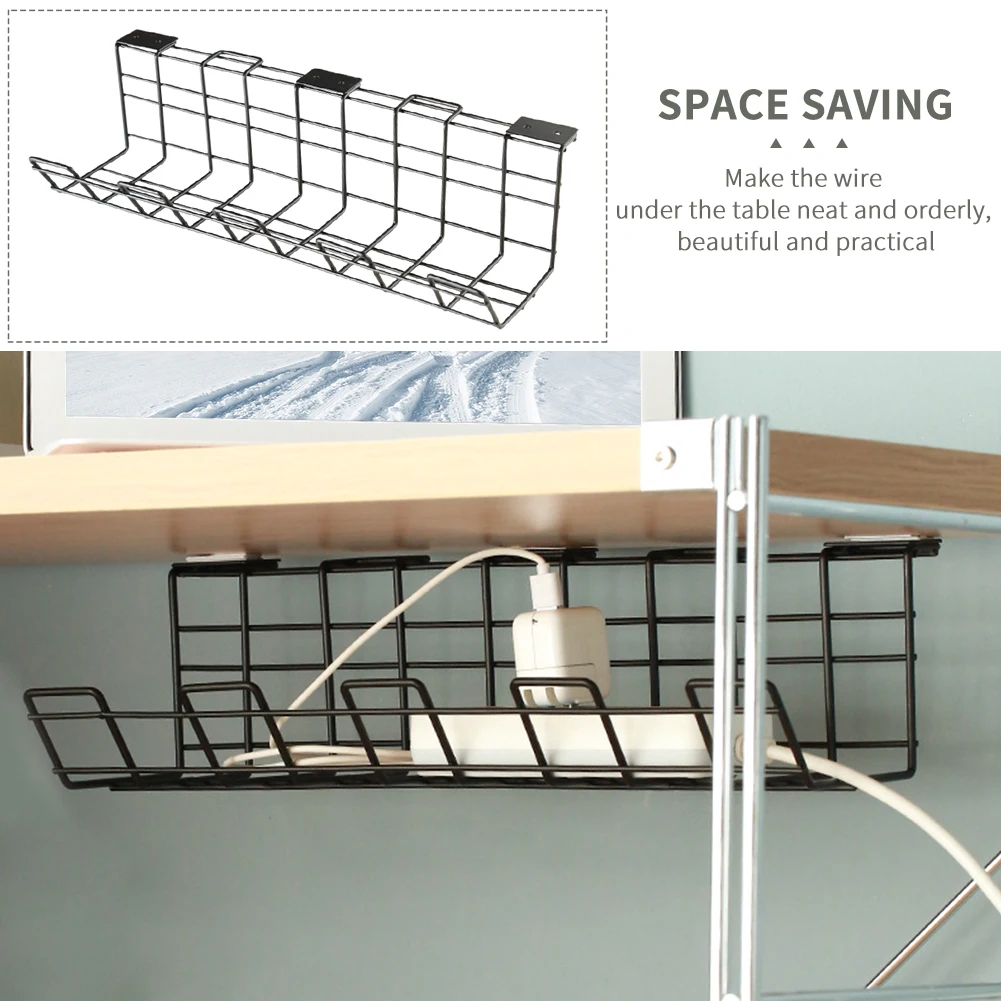 

2pcs/pack Power Strip Under Desk Support With Screws Cable Management Tray Wire Organizer Storage Rack Easy Install Office Cord