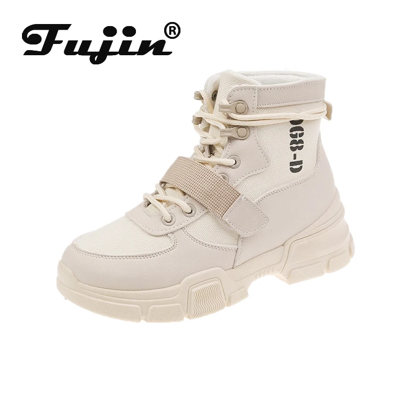 Fujin/теплые ботиночки на платформе Прямая поставка Цвет бежевый черный Удобная