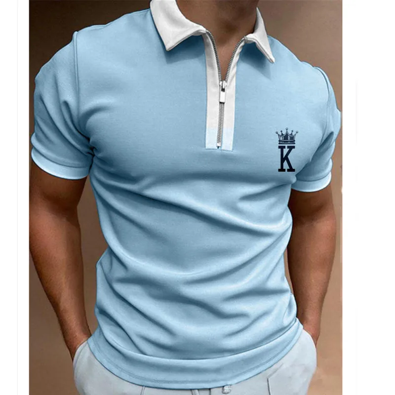 Мужская летняя рубашка-поло с коротким рукавом на молнии | одежда