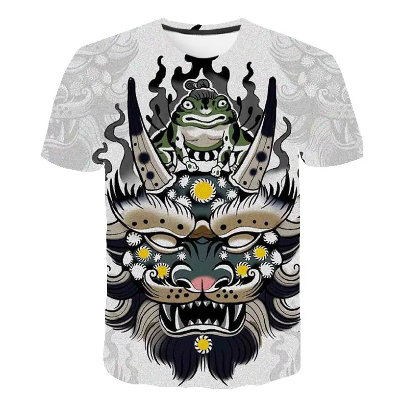 

2021Japanese Harajuku T-Shirts Animals Girl 3D Print Streetwear Samurai Men Women Fashion Oversized T Shirt Tees Tops Unisex Clo