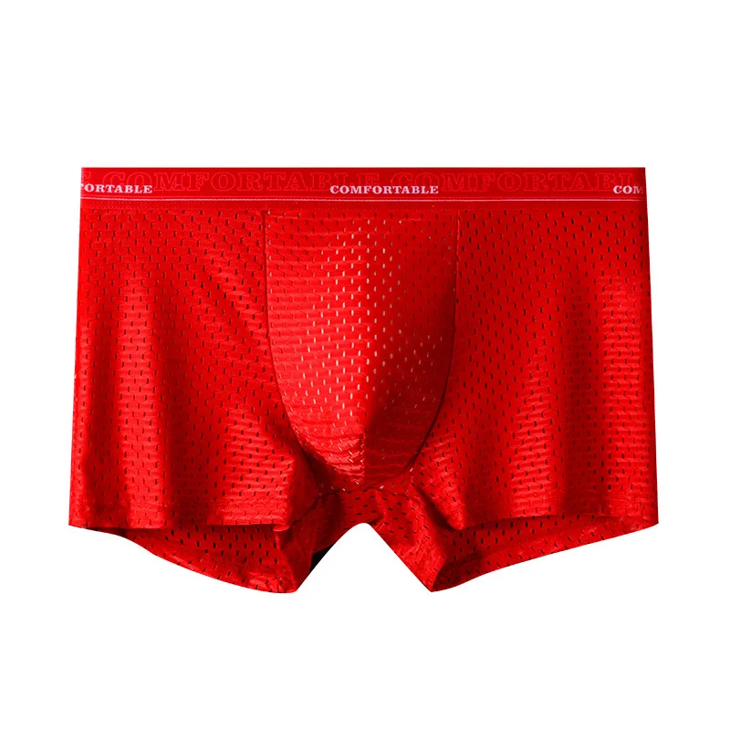 

Summer Men's Ice Silk Mesh Underwear Breathable Boxers Men's Mesh Sexy U Convex Thin