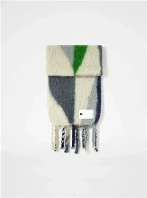 

21FW новый геометрический градиентный мохеровый Принт шарф с кисточками имитация кашемира женский шарф JIL