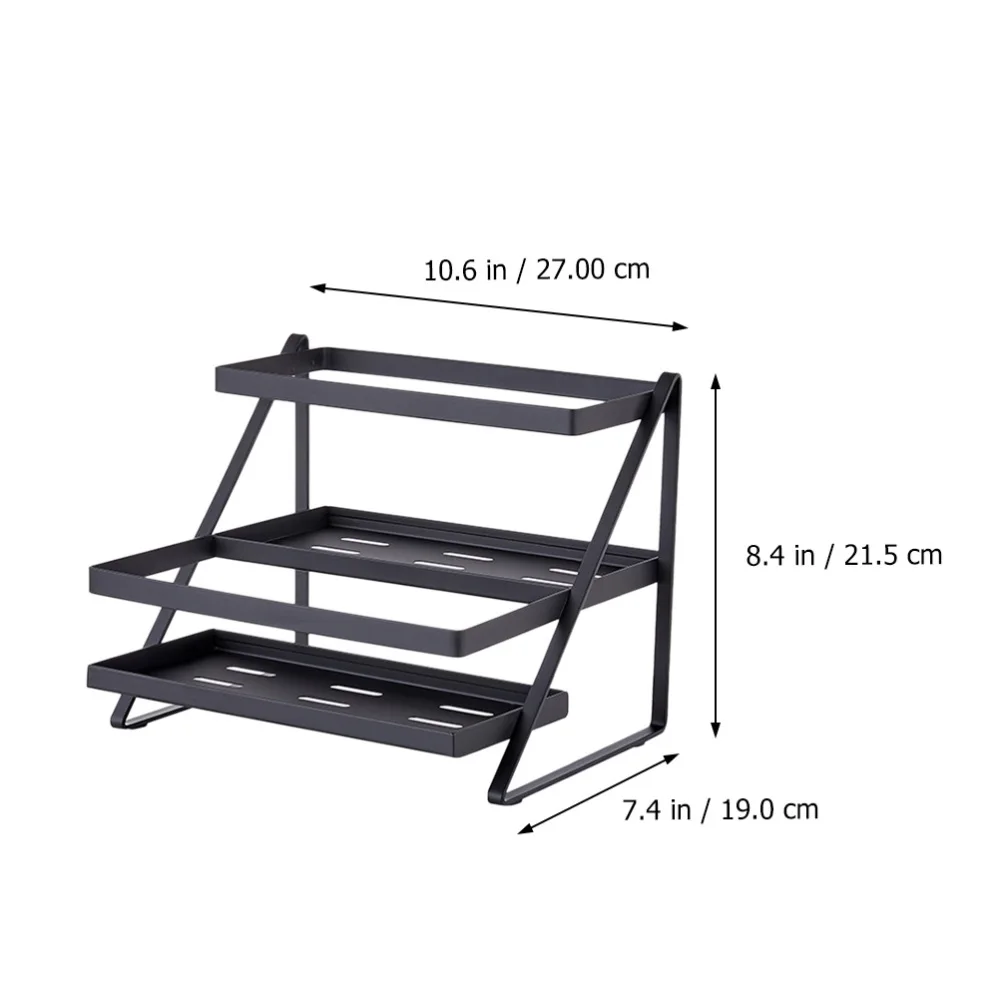 

1pc Kitchen Seasoning Storage Holder Spice Rack T-tier Kitchen Rack (Black)