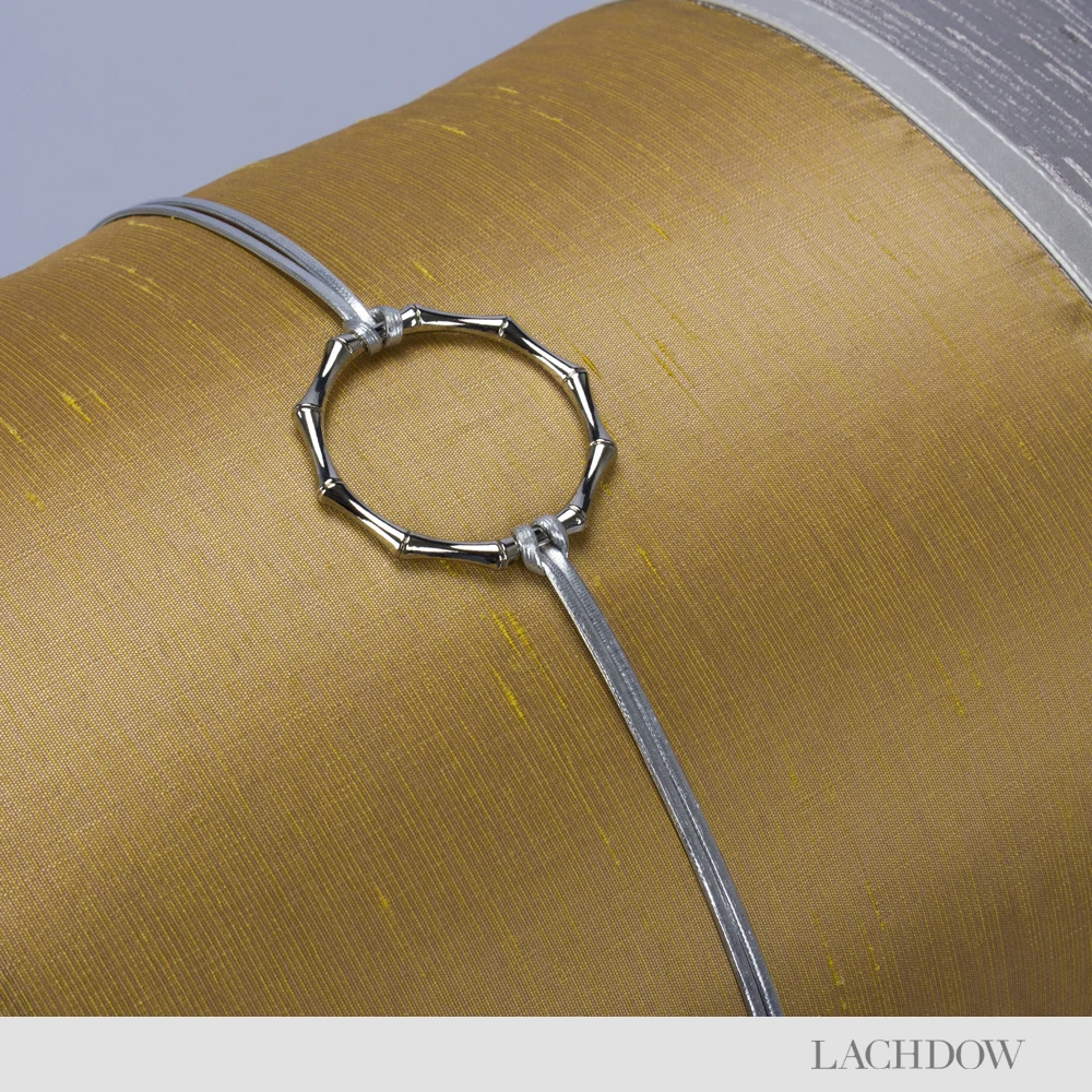 Декоративный чехол для подушки Lachdow с металлической пуговицей желтый и серый