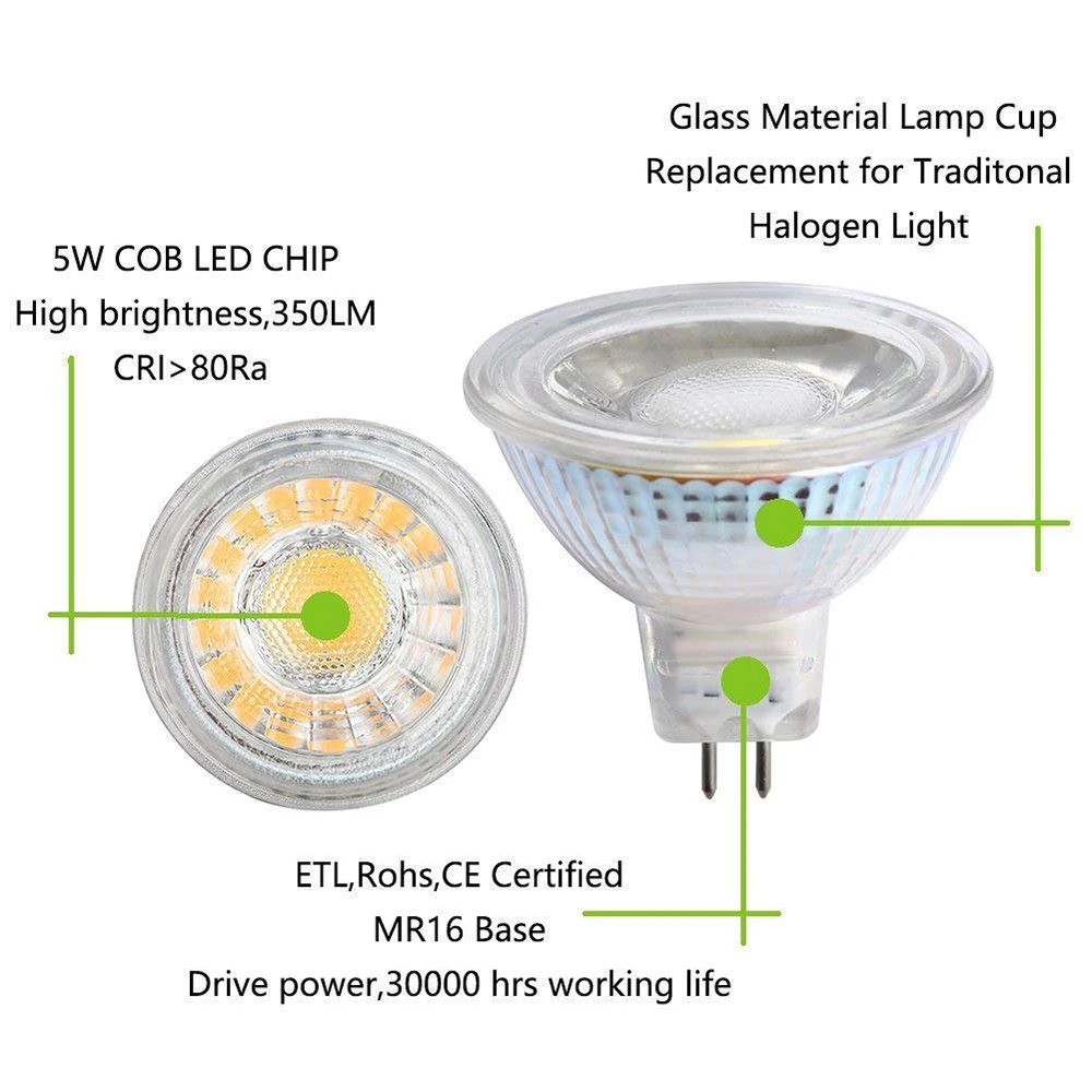 COB Светодиодный точечный светильник 5 Вт MR16 s 220 В с регулируемой яркостью