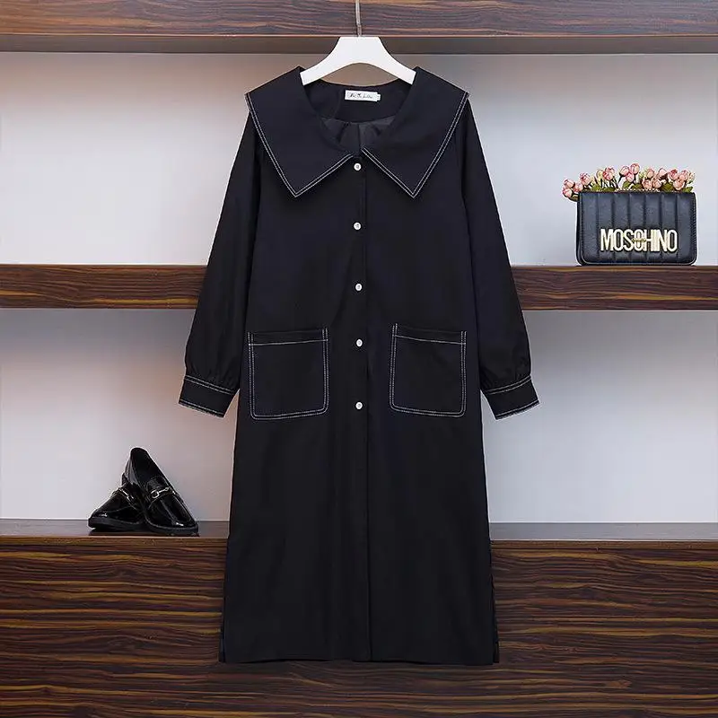 L-4XL женская верхняя одежда больших размеров пальто осенняя длинная