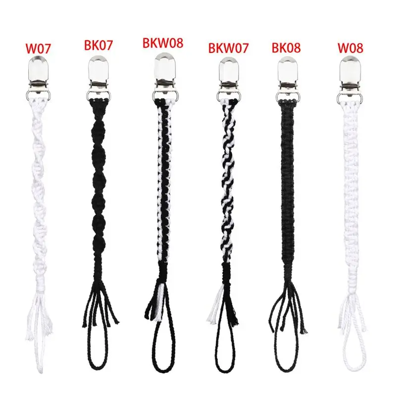 Vintage Braided Cotton Pacifier Chain Dummy Clips Baby Holder Straps for Boys and Girls Modern Unisex Design | Мать и ребенок