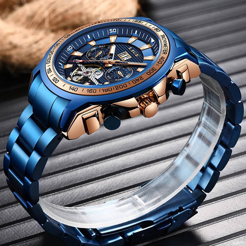 

2020LIGE New Men Automatic Tourbillon Watches Mechanical Watch Sport Waterproof Automatic Watch Male Clock Relogio Masculino