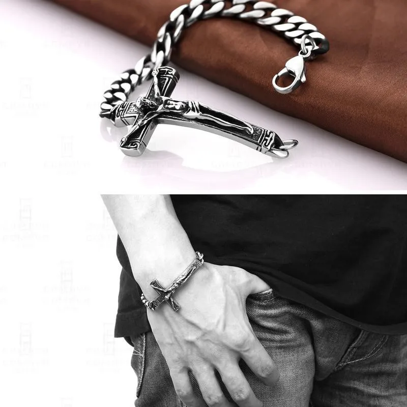 

Cross Bracelet Men and Women Personality Religious Jesus Bracelet Accessories Titanium Steel High Quality fashion Does Not Fade