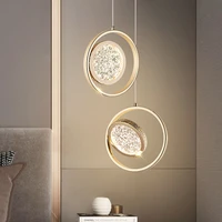 modern minimalist bedside pendant lights ring golden acrylic led lamp bedroom living room hotel bar indoor hanging lighting