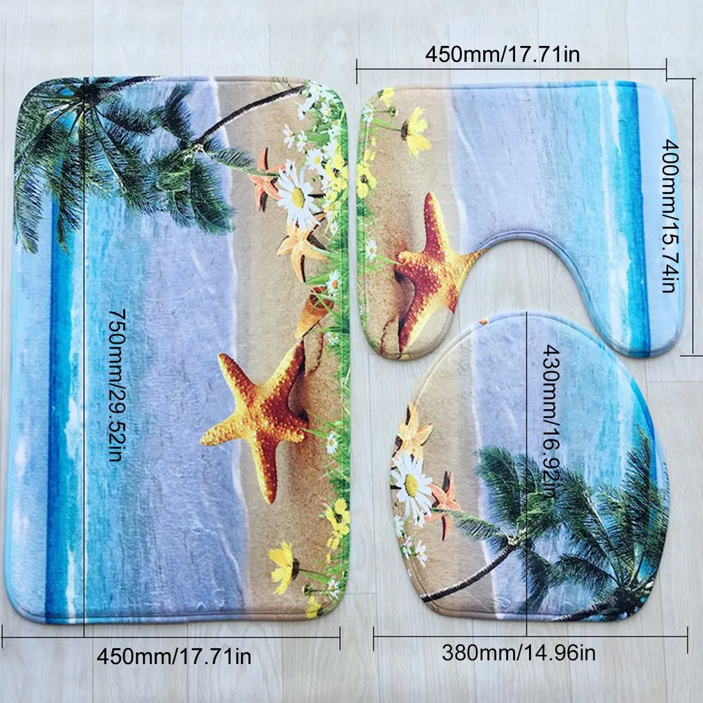 

3pcs Bathroom Shower Non Slip Toilet Cover Rugs Mat Bathroom Shower Toilet Cover Carpet Durable Mat Set 4
