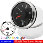 Датчик уровня топлива 0-190 Ом 52 мм, измеритель уровня масла подходит для лодки, автомобиля, измеритель уровня топлива 240-33 Ом с 7-цветной подсветкой 9-32 в