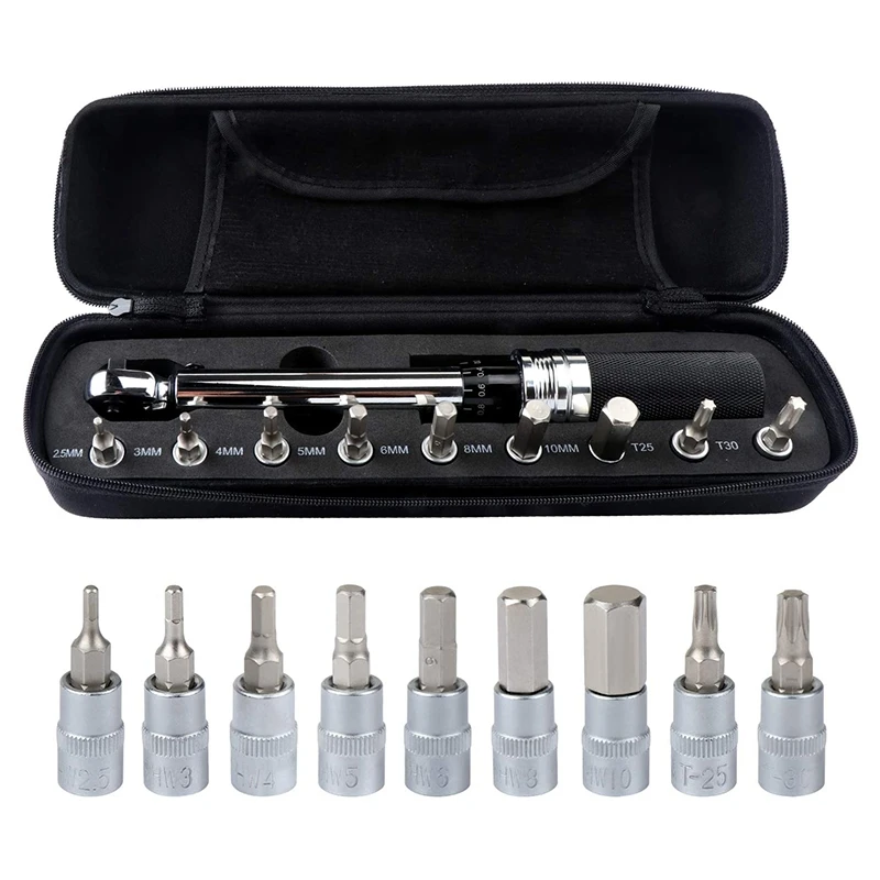 

Велосипедный динамометрический ключ, 1/4 дюйма, привод, велосипедный динамометрический ключ, набор, 1-25 нм, инструмент для ремонта велосипеда,...