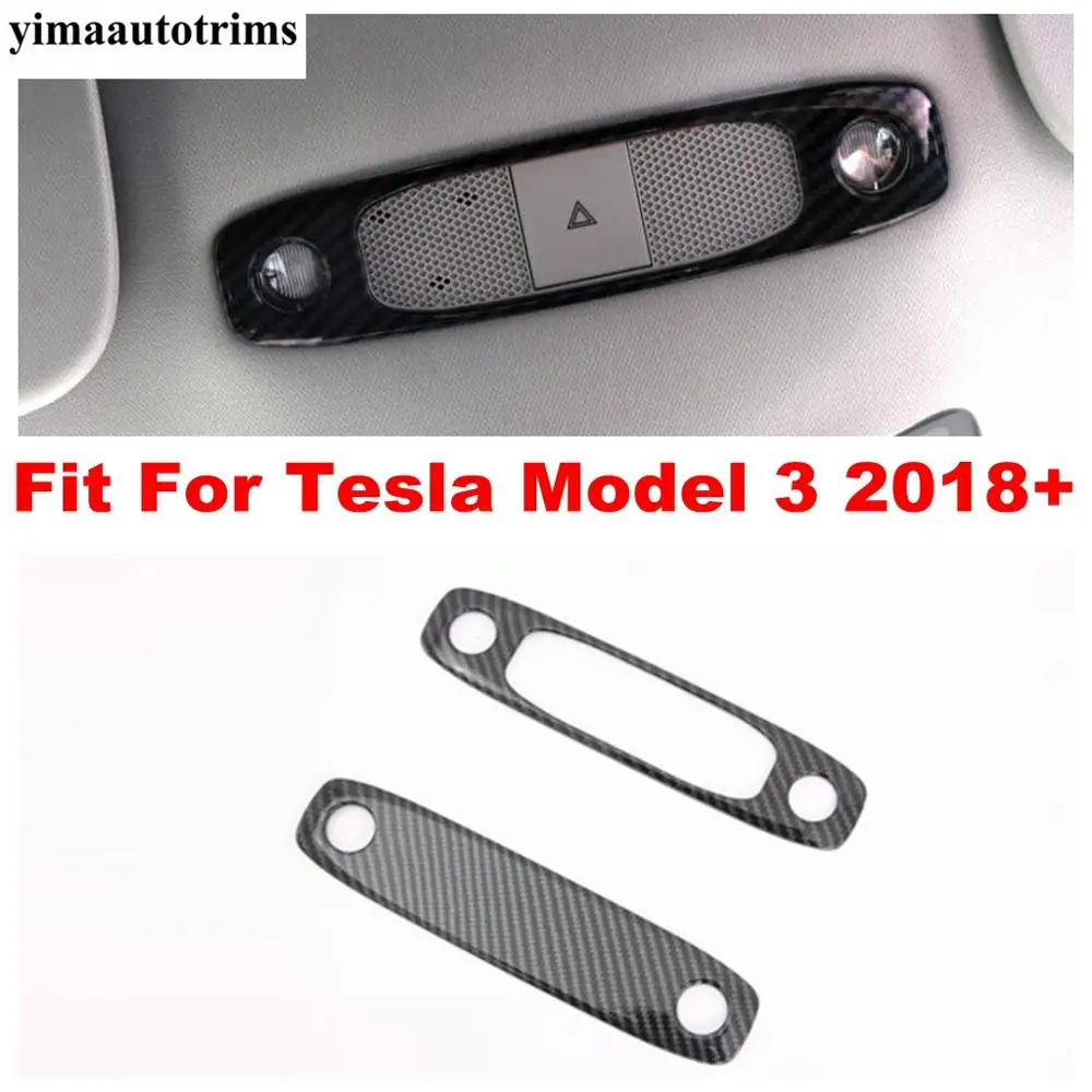 

Front / Rear Roof Reading Lights Lamps Cover Trim For Tesla Model 3 2018 - 2021 Carbon Fiber Interior Refit Kit Accessories