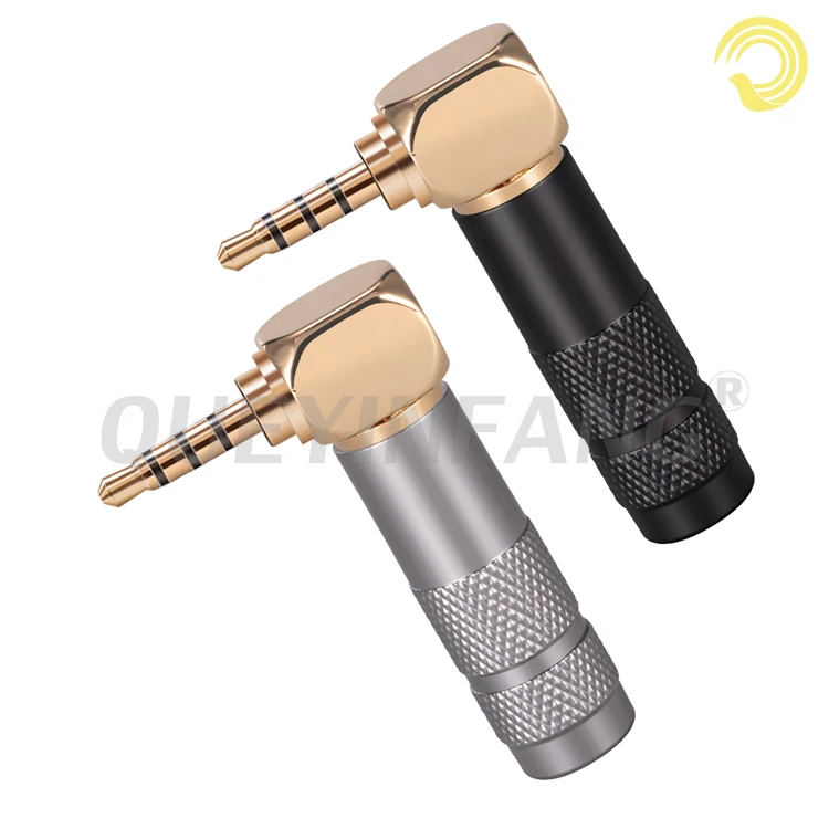 QUEYINFANG 2.5мм Медный коннектор 4-полюсный мужской штекер 90 градусов золоченный 4-полюсный прямой угол на.