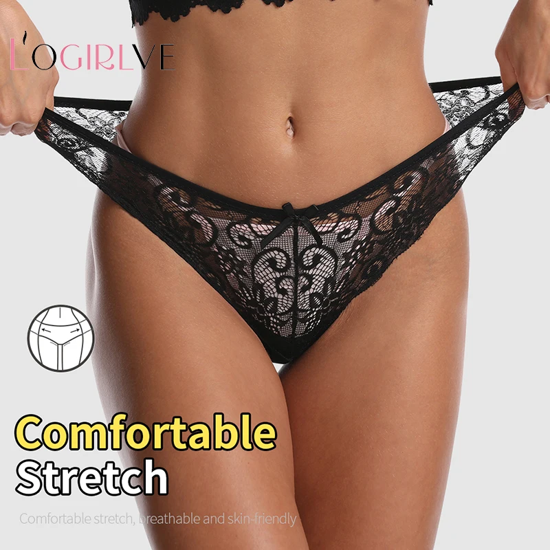Logirlve сексуальное нижнее белье Для женщин кружевные трусики стринги Низкая талия