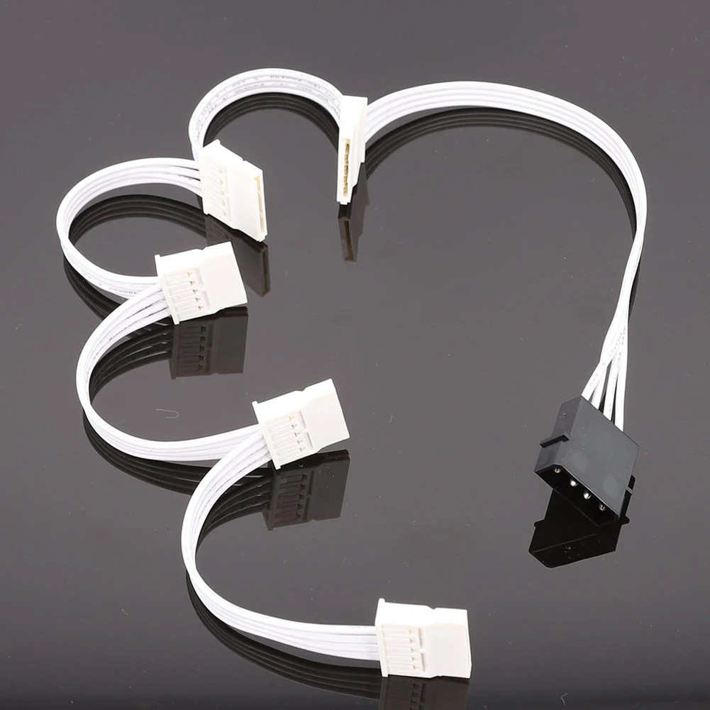 

Power Adapter Hard Drive Supply Cable Molex 4-Pin Male to 5 SATA 15-Pin Female Power Cable Cord 2ft for Hard Drives