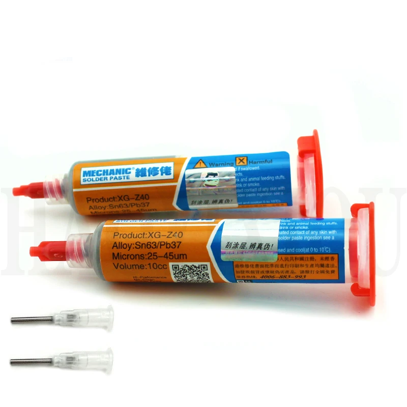2 шт 10CC механик оловянный XG-z40 флюс паяльной пасты Sn63/Pb37 25-45um шприц для PCB SMD мобильного телефона ремонт XG z40