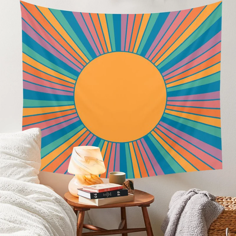 

Colorful Sunshine Wall Tapestry Hanging Home Decor INS Style Spring Flower Tapestries for Drom Room Decoration Small Size