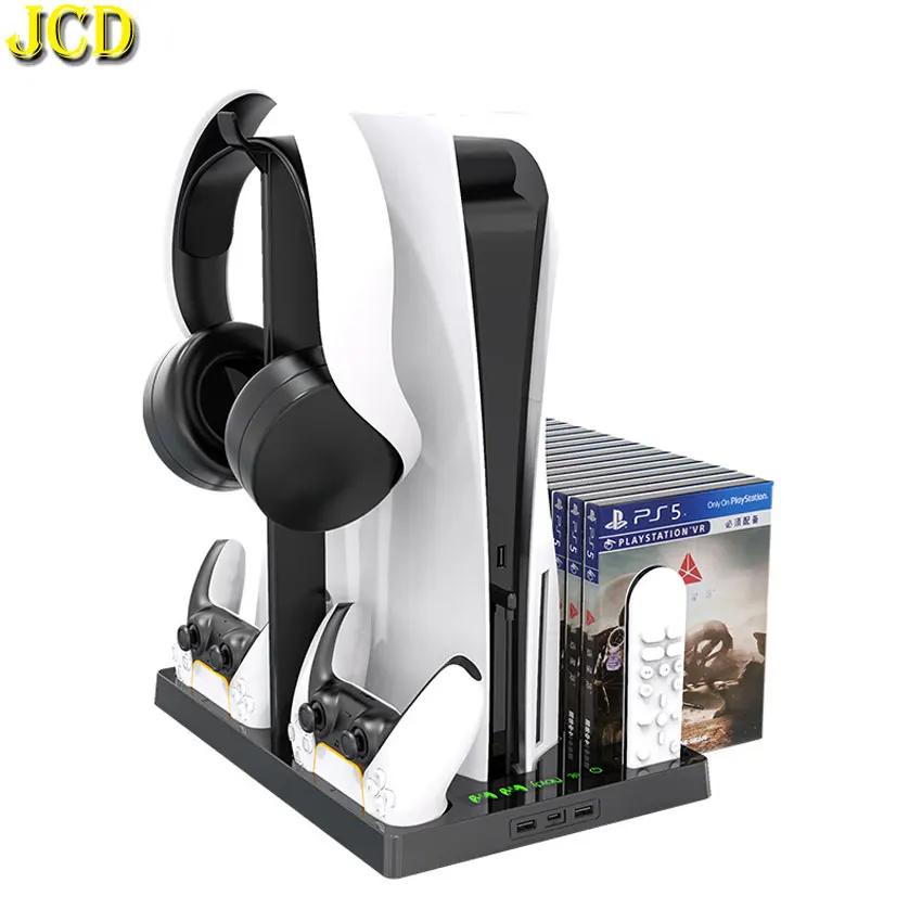 

JCD для PS5 узловой Многофункциональный Подставка для вентилятора зарядки с игровым диском лоток для хранения держатель для зарядного устрой...
