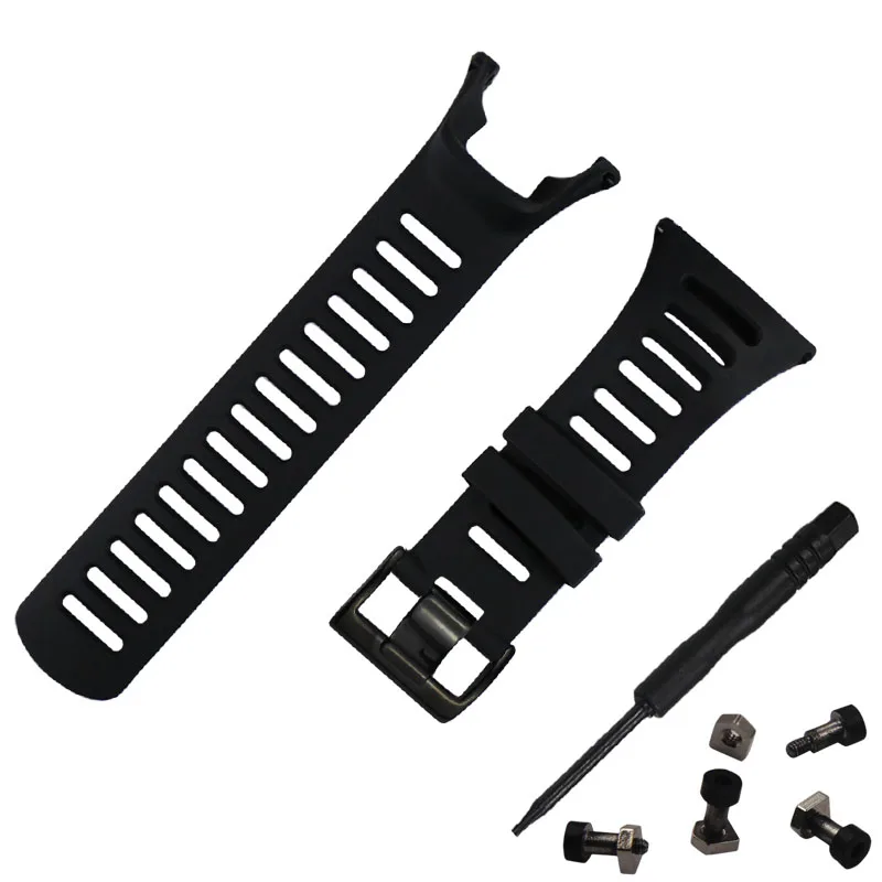 Black buckle screw 2 Резиновый ремешок для часов Suunto Ambit 3 пиковый/спортивный/бег/2/2 S/2R/1 умный браслет со стальной застежкой - Цвет ремешка: Black buckle screw 2