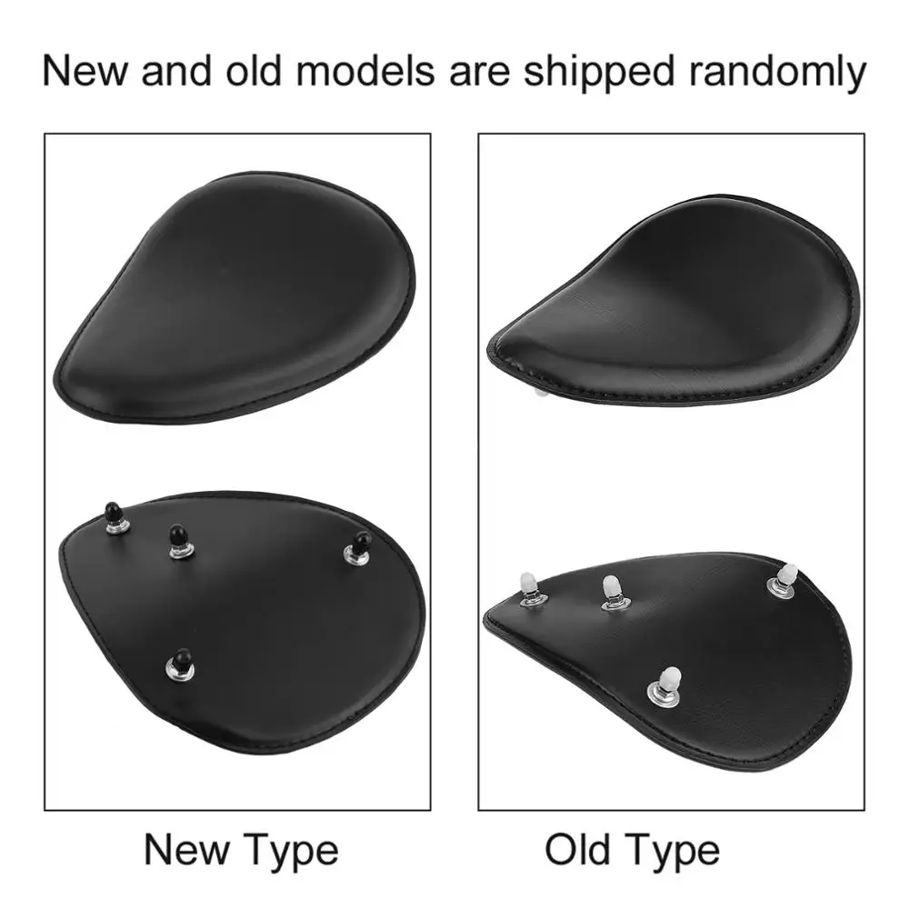 Motorcycle Seat Cushions 3inch Black Leather Solo W/ Mount Spring Bracket for Chopper Bobber Custom |