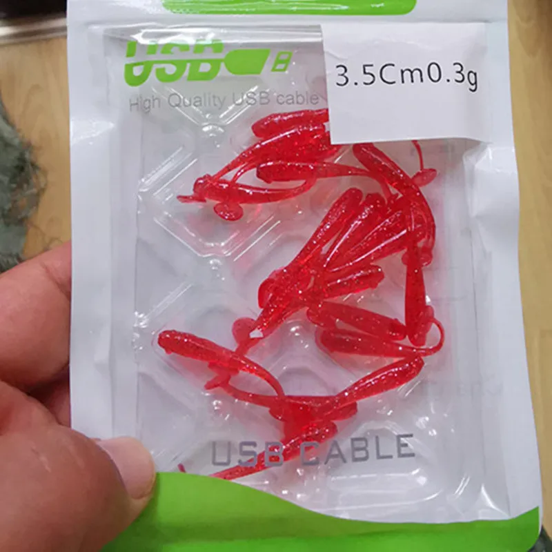 Мягкая червяк приманка для рыбалки с Т-образным хвостом 3 см 5 ПВХ микро-наживка 20