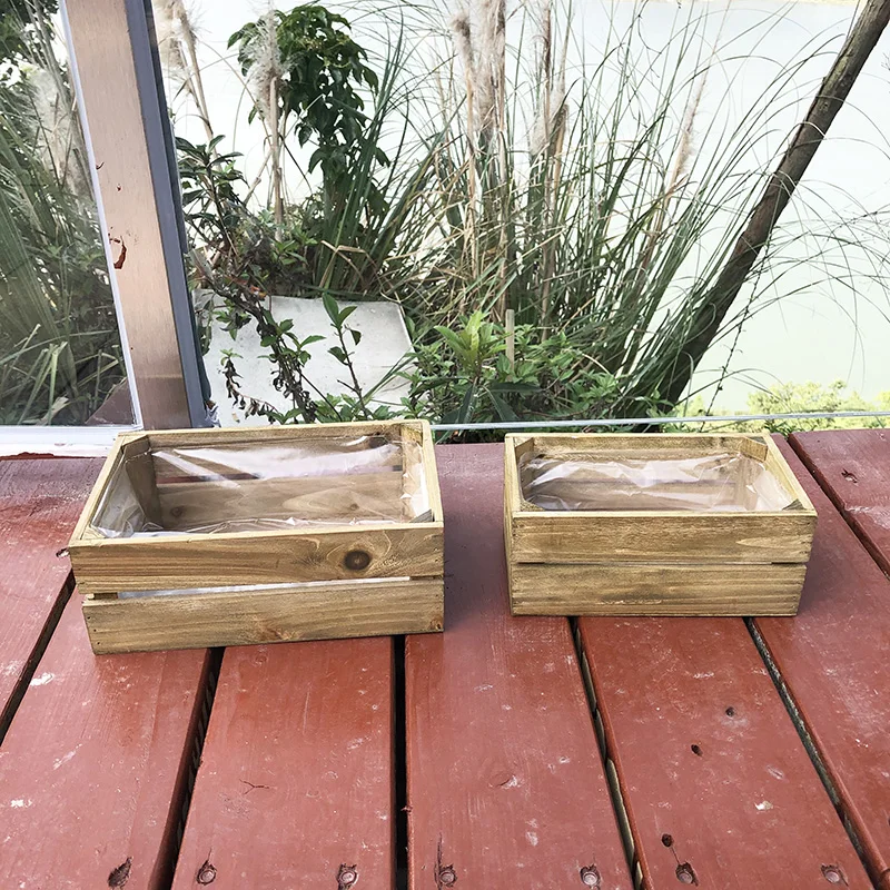 Набор из 2 дерева Коробки ящик для комнатных растений горшок суккулента лотки дом