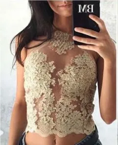 

womens clothing crop mesh top ropa para mujer cute sexy streetwear Solid Short Camis flower vetemznt femme lace top Hollow Out