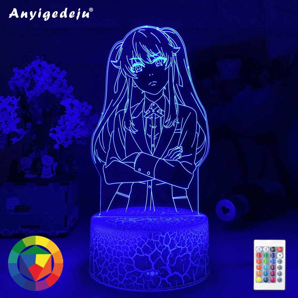 

New Kakegurui Meari Saotome Anime Led Light for Bedroom Decor Nightlight Kids Birthday Gift Manga Night Light Room Table 3d Lamp