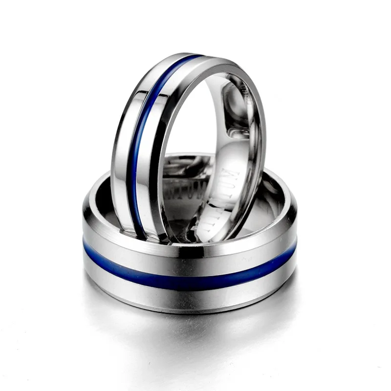 Кольцо JIOROMY Lover Titanium Blue Line из нержавеющей стали обручальные кольца серебряного