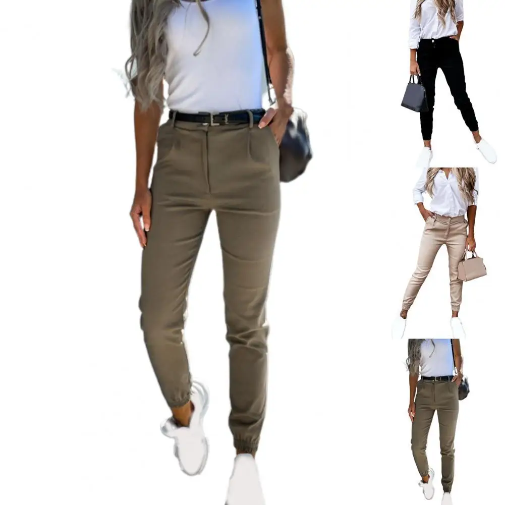 

Women Bodycon Pants Solid Color Pockets Spring Autumn All Match Ankle Tied Cropped Pants for Daily Wear Women Bodycon Pants 2021