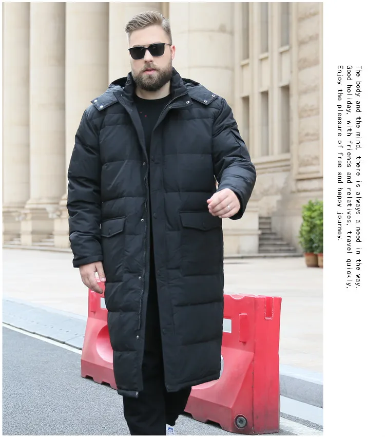 XL-7XL, 8XL, 9XL, 10XL, зимний теплый пуховик, плюс удобрение, большой размер, с капюшоном, Повседневный, мужской пуховик