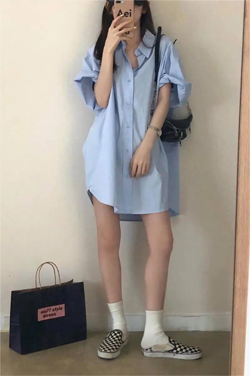 

Houthion Silk Women's Blouses Short Sleeve Top Casual Solid Color Silk Shirt New Clothing Fashion Chiffon Blouse Office Lady