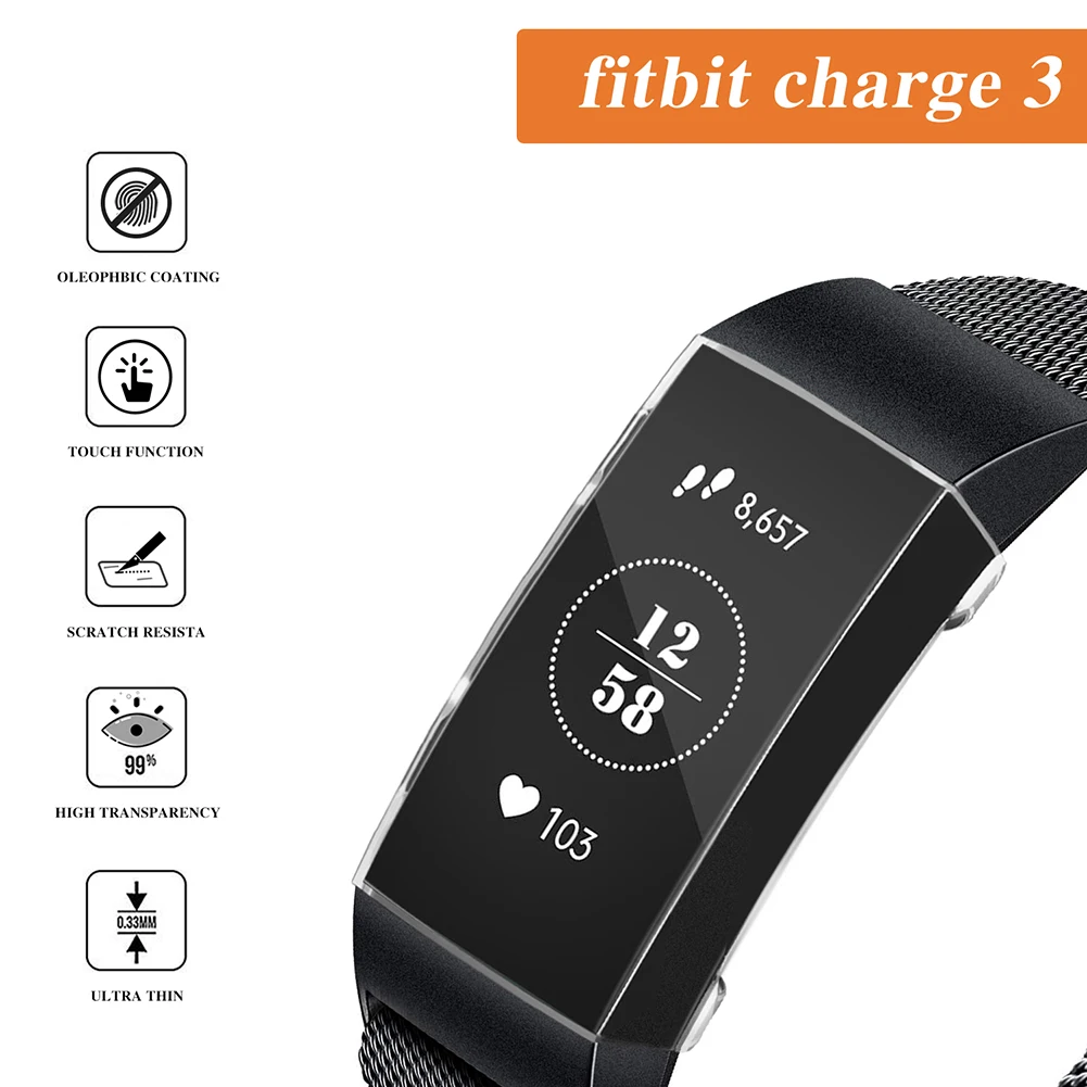 Защита экрана для Fitbit Charge 3 браслет протектор для часов поддержка сенсорного управления Анти-пыль анти-падение часы циферблат чехол