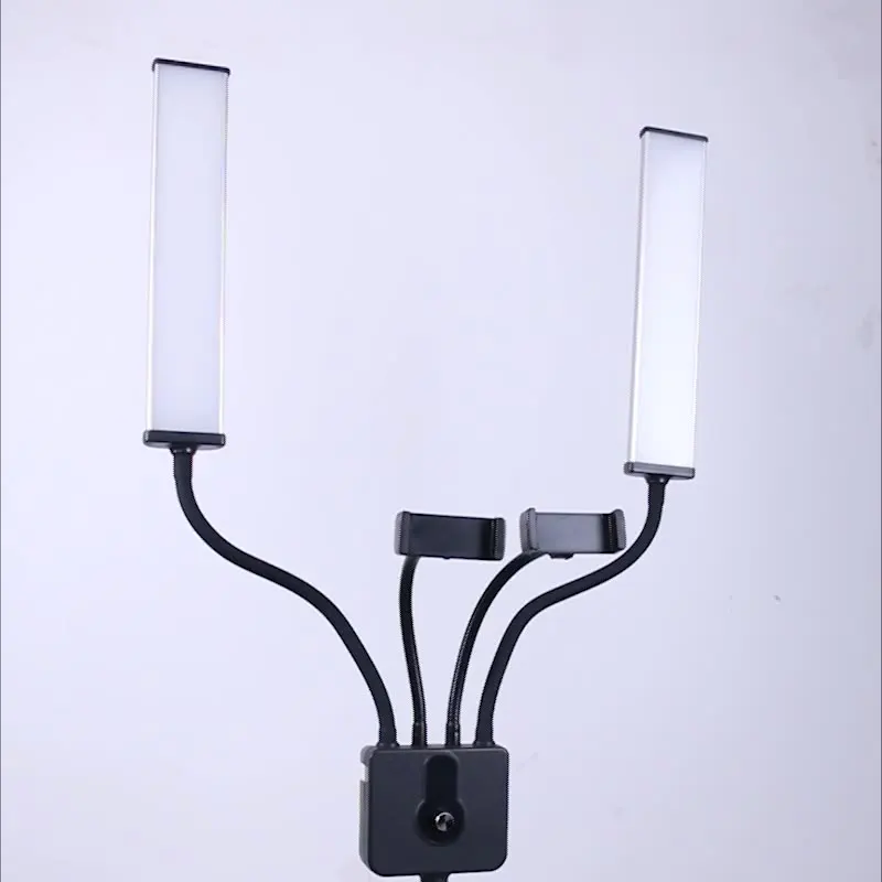 

Double Arms LED Photography Fill Light Dimmable 3200k-5600K Makeup Beauty Studio Video Light With Phone holder And Tripod