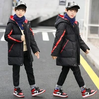 new kids winter hooded down coat jacket for big boys mid long winter kids down cotton coat teens outerwear boy clothes