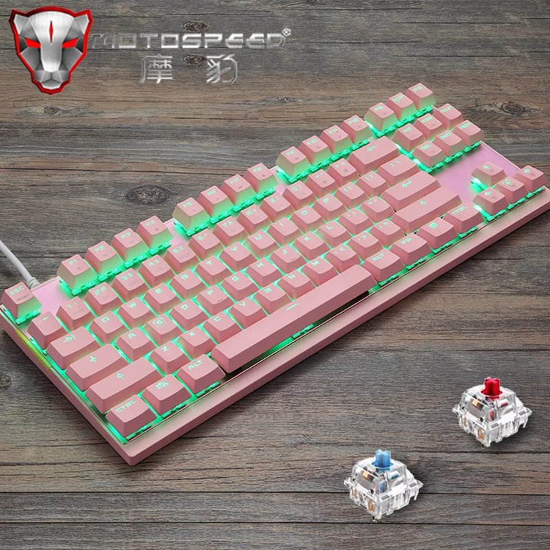 Подлинная Motospeed K82 английская/Русская Механическая игровая клавиатура RGB светодиодный USB Проводная 87 клавиш клавиатура для компьютерного геймера