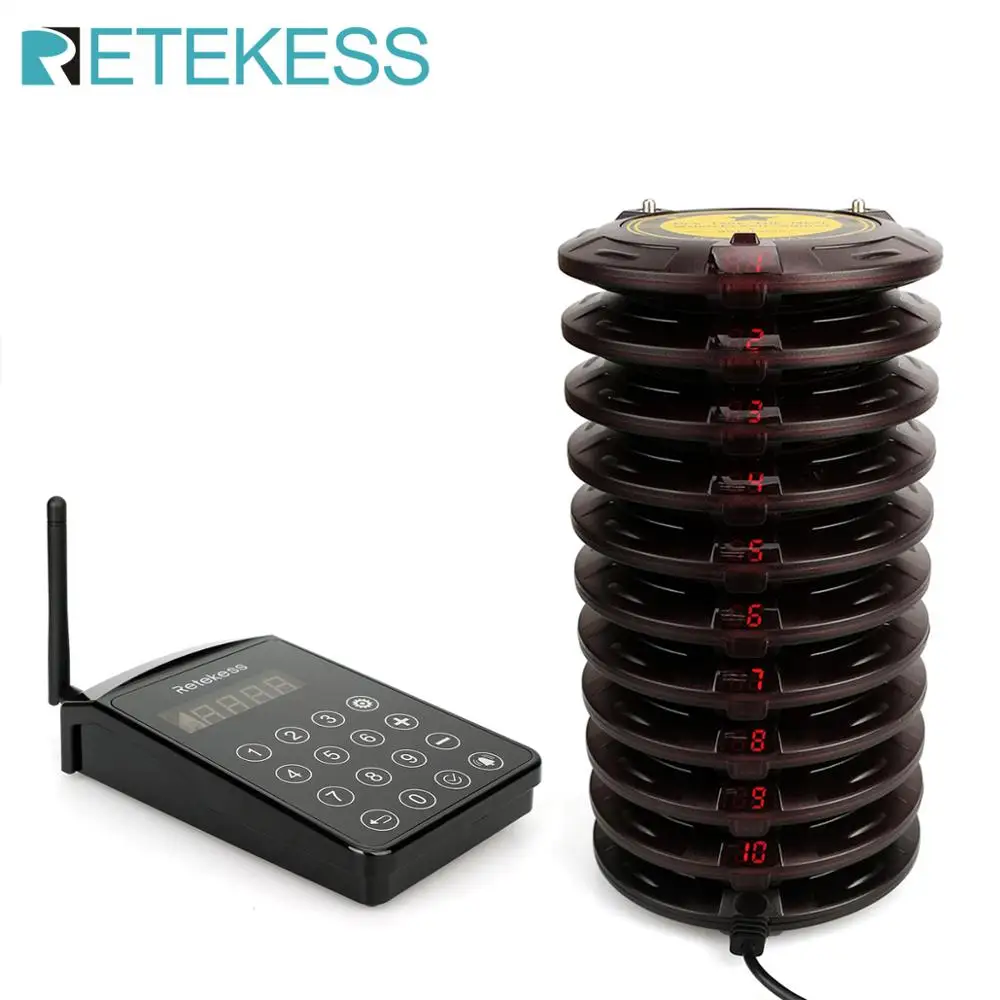 Retekess TD103 Restaurant Pager Waiter Calling System With 10 Pager Receivers For Clinic Food Truck Hospital Pager System
