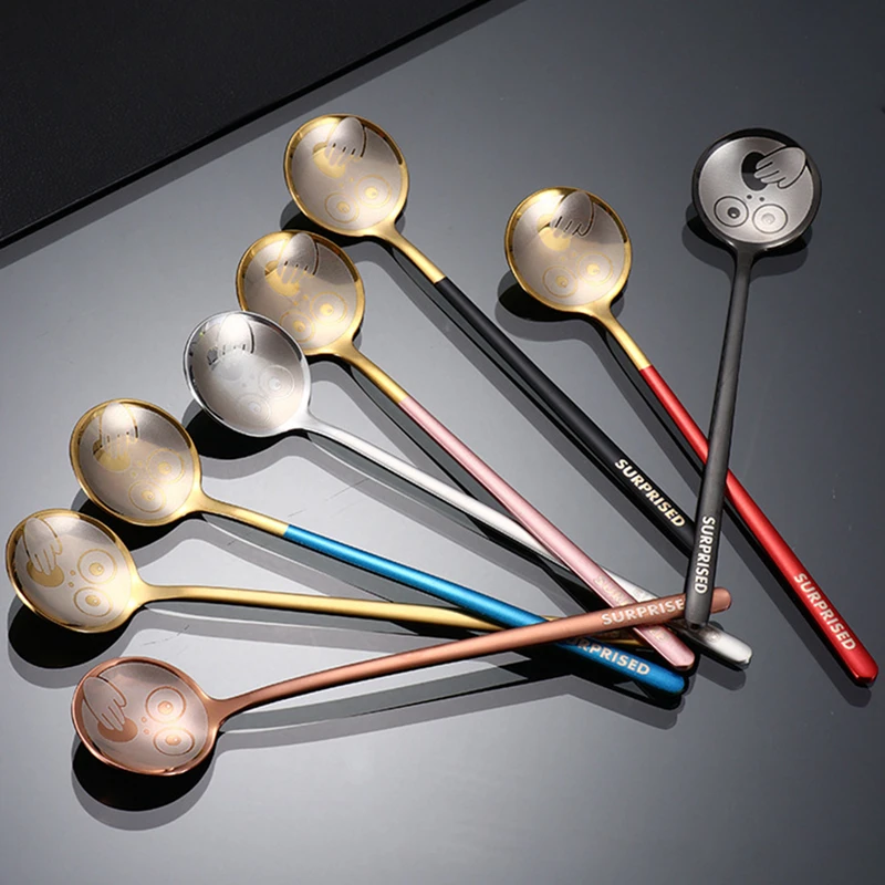 Милая креативная кофейная ложка Smile в стиле ретро десертная для мороженого