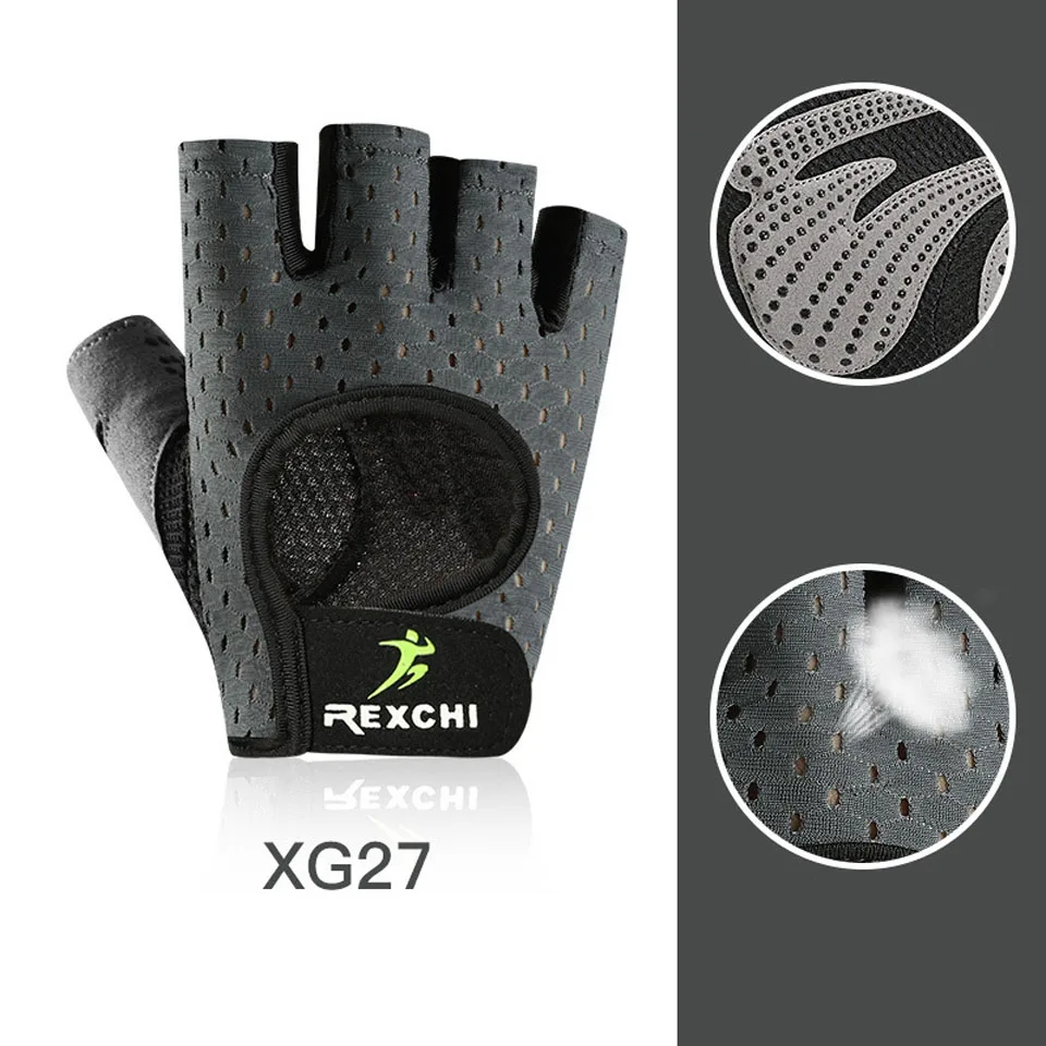 XG27 Grey Спортивная Тяжелая атлетика для занятий йогой для мужчин/wo мужские фитнес-перчатки бодибилдинг, тренировка, дышащие Нескользящие перчатки с половинным пальцем - Цвет: XG27 Grey
