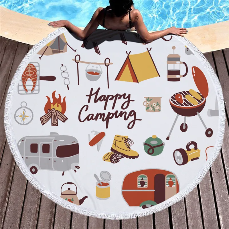 Пляжное полотенце с кисточками и рисунком для кемпинга Тапочки изображением