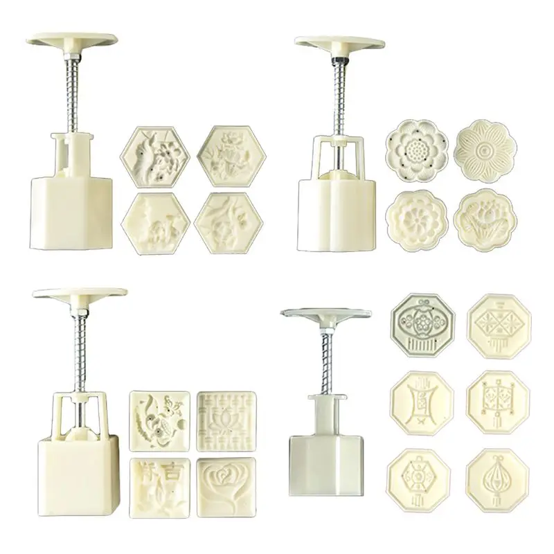 

50g Mooncake Barrel Mold with 4/6 Flower Stamp Hand Press Moon Cake Pastry Mould Drop shipping