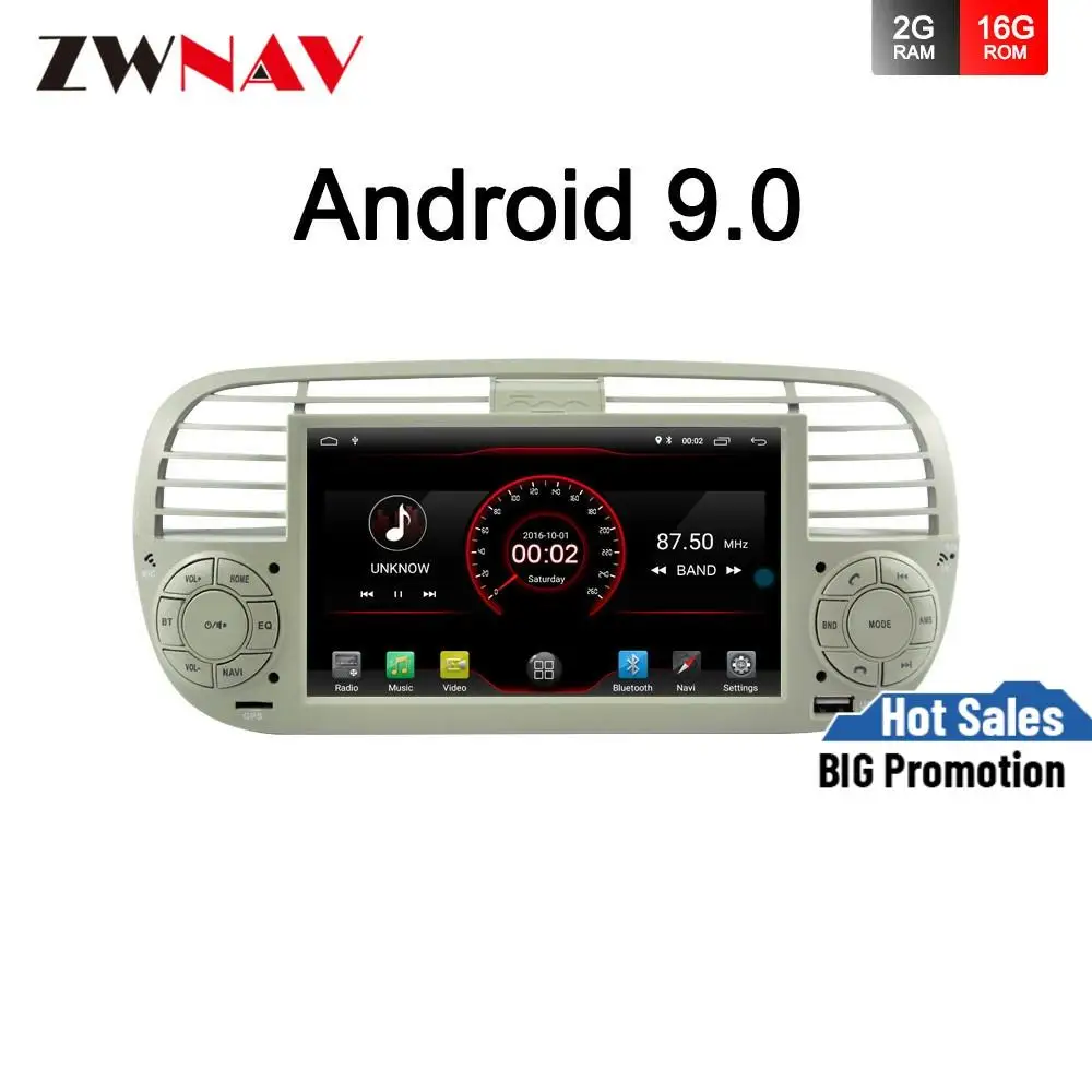 No 2 din Android 9 0 автомобильный cd dvd радио стерео для FIAT 500 2007 2014 BT Wifi авто аудио