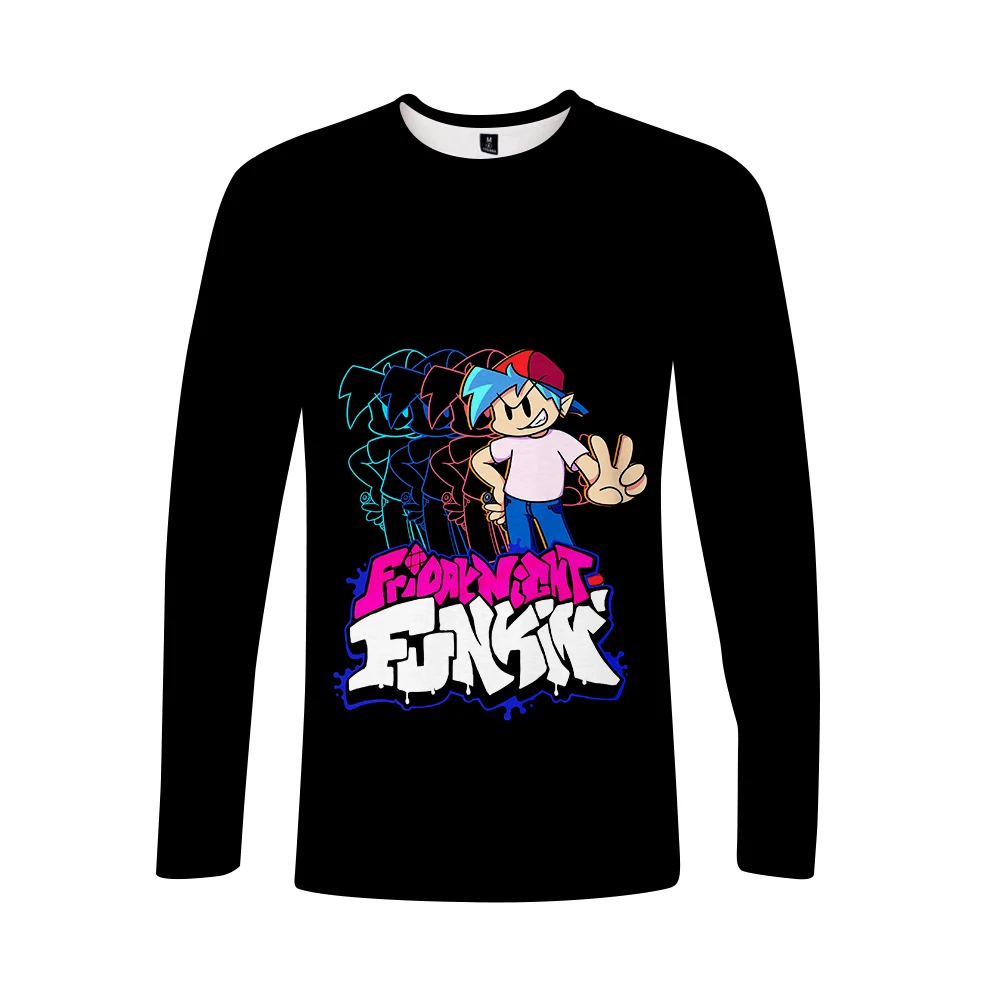 

Футболка с 3D принтом «пятница ночь», футболки для подростков и детей на лето 2021, Повседневная футболка в стиле хип-хоп с длинным рукавом