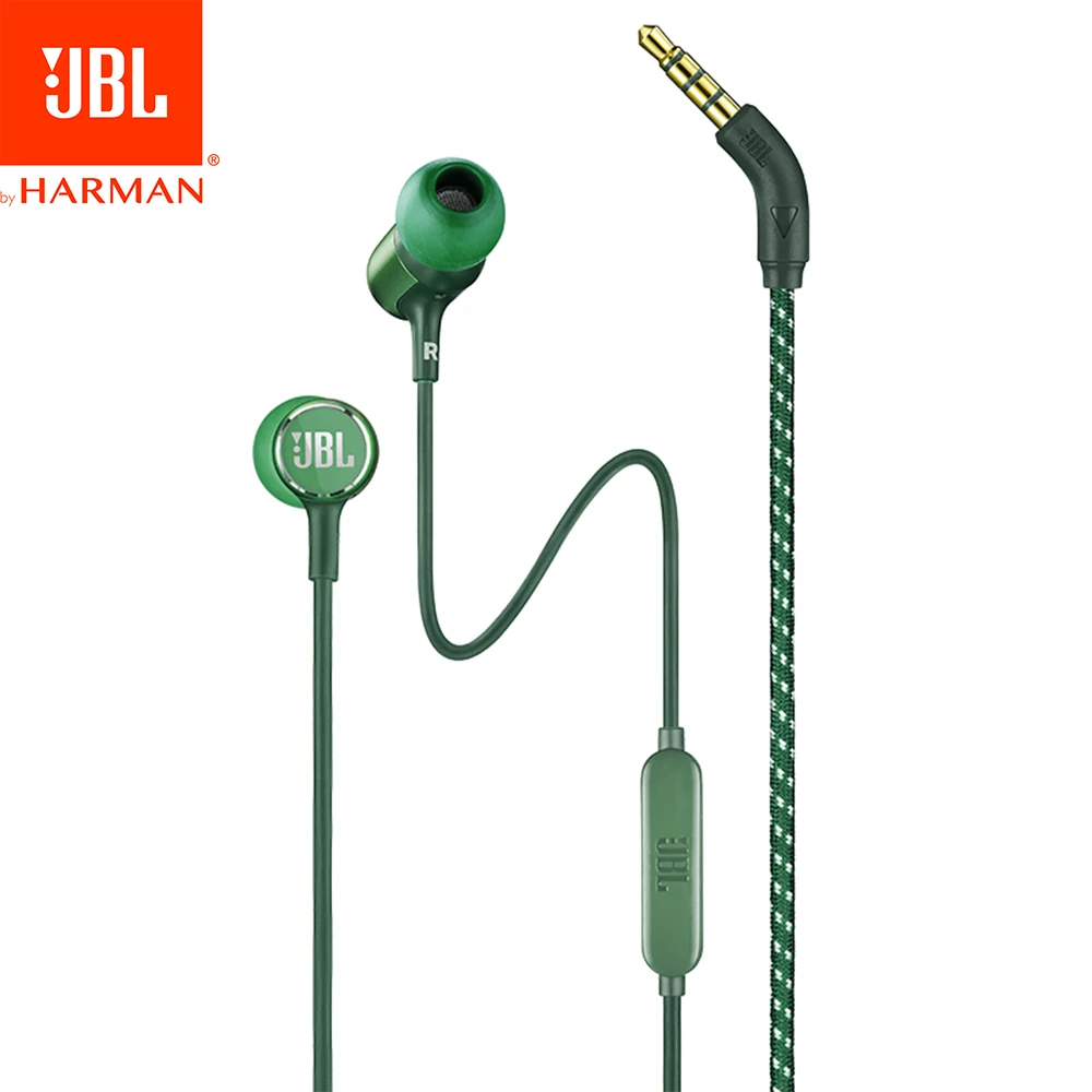 Зеленый JBL LIVE100 3,5 мм проводные наушники стерео звуковая линия управления Спортивная гарнитура Live 100 Глубокий Бас Звук Наушники громкой связи с микрофоном - Цвет: Зеленый