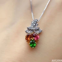 kjjeaxcmy fine jewelry 925 pure silver inlaid natural tourmaline girl new pendant necklace vintage classic support test